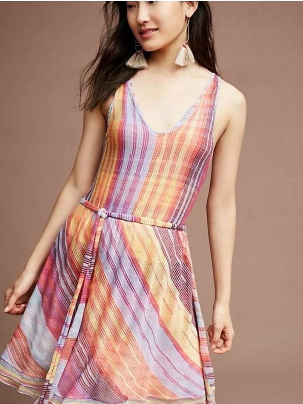 Anthropologie Cecilia Prado Multicolor Knit Fit and Flare Dress Sleeveless